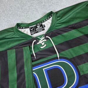 Verbero Shoresy Goalie Hockey Jersey Les Rapides Men's XXL Green/Black Striped